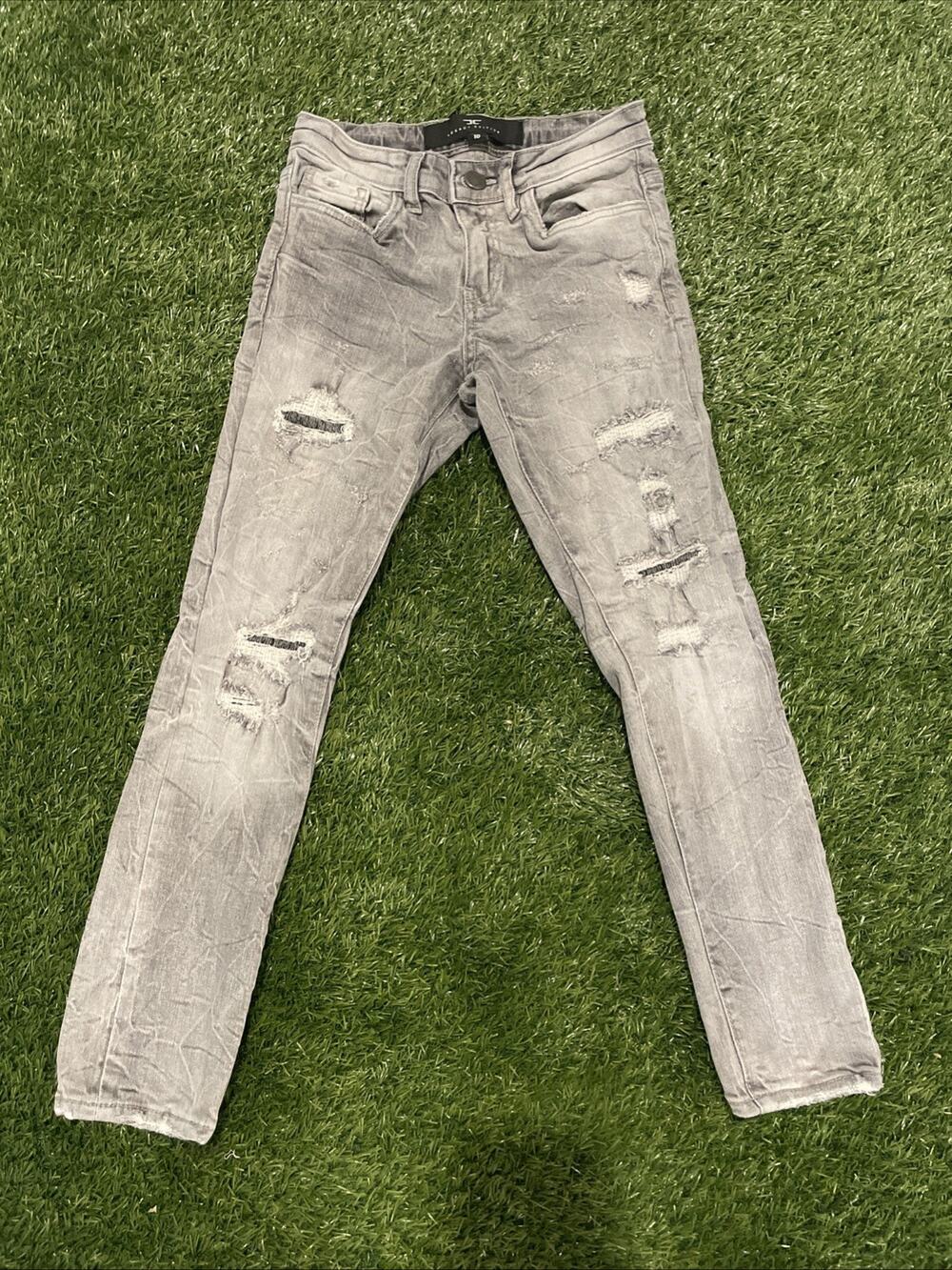 Jordan Craig Boys Legacy Skinny Slim Jeans Sky Gray Ripped Stretch Size 10